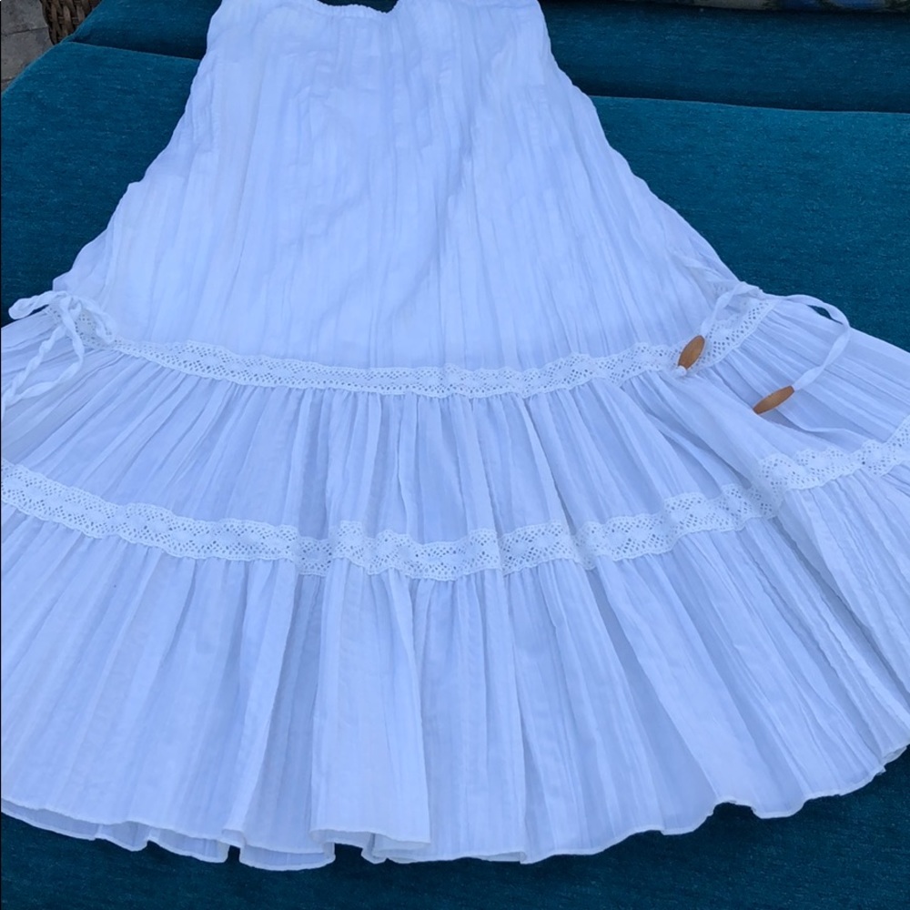 J-Bax made in France long embroidered white cotton skirt